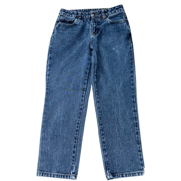 Bill Blass Denim - Bill Blass Petite Easy Fit Jeans 4P Blue Straight Crop 26 Inseam Classic Mom